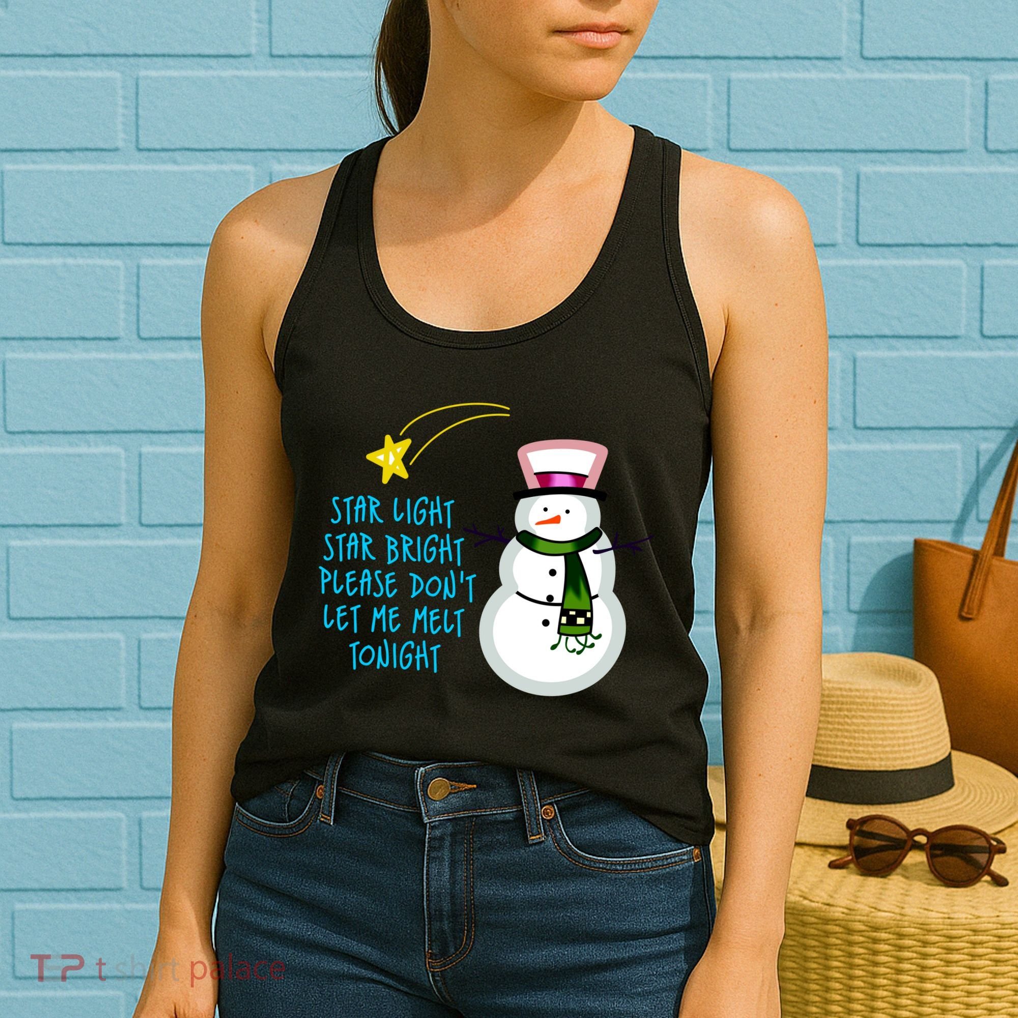 Star Light Star Bright Please Don't Let Me Melt Tonight Snowman Women's Tank Top