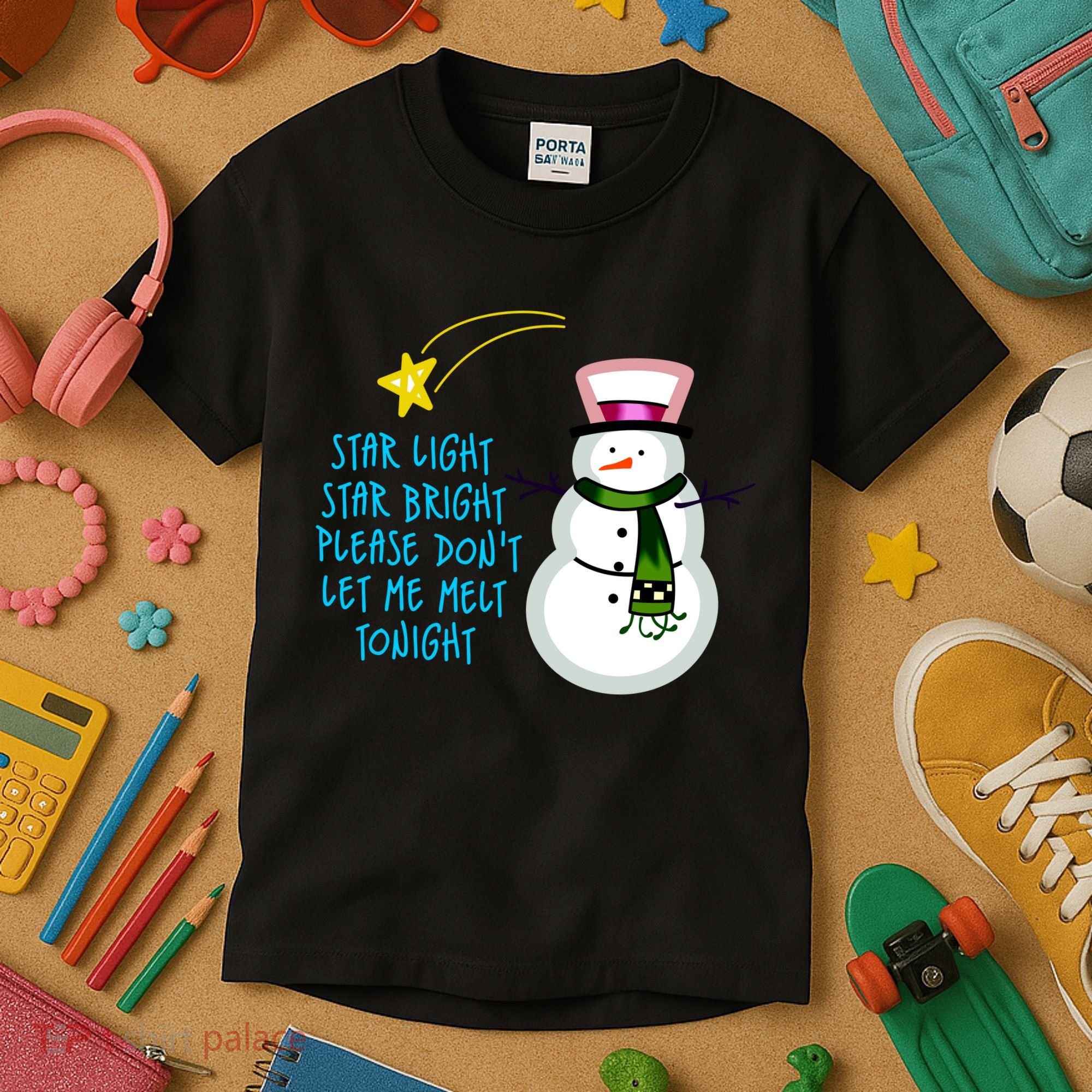 Star Light Star Bright Please Don't Let Me Melt Tonight Snowman Kids T-Shirt
