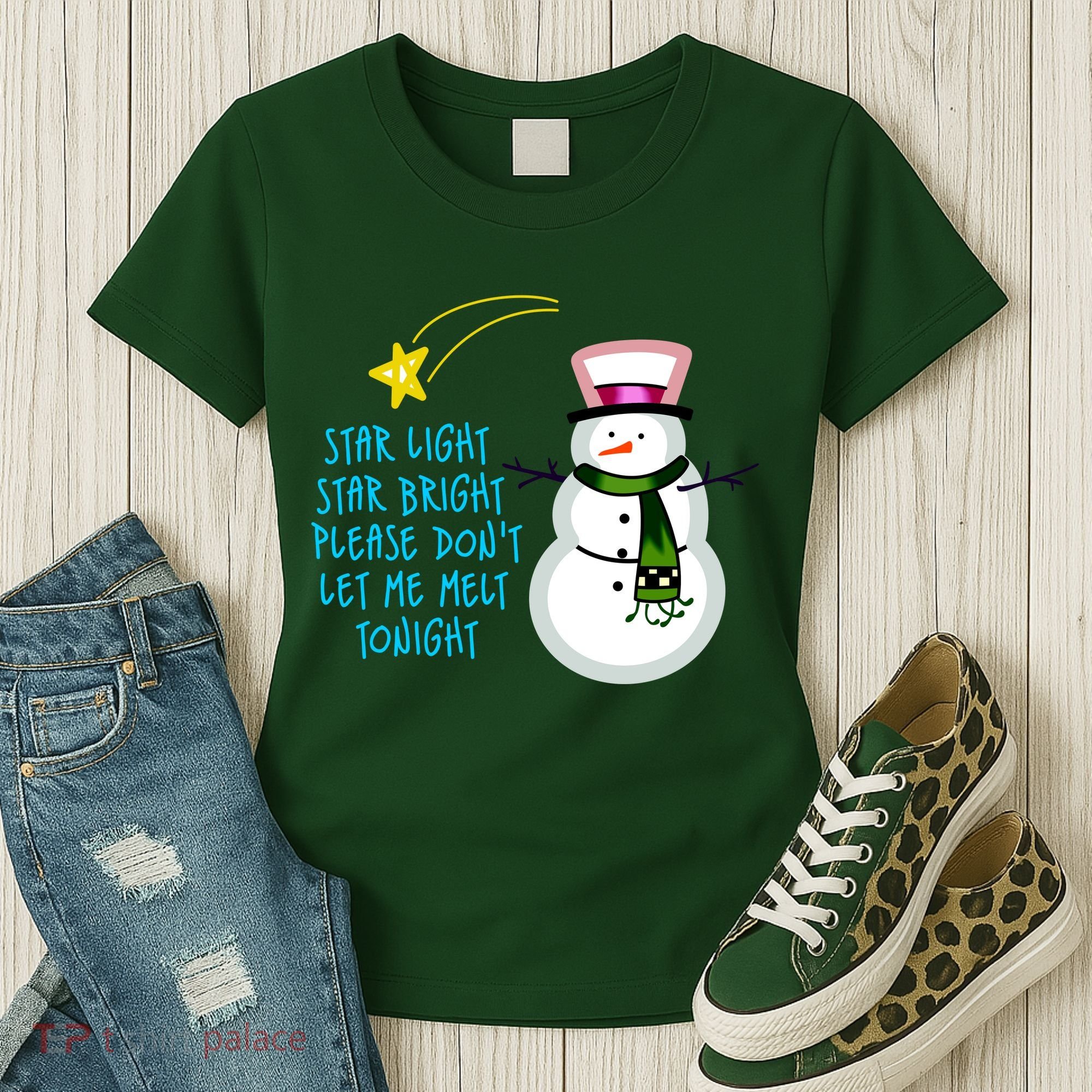 Star Light Star Bright Please Don't Let Me Melt Tonight Snowman Women's T-Shirt