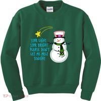 Star Light Star Bright Please Don't Let Me Melt Tonight Snowman Kids Sweatshirt thumb 0