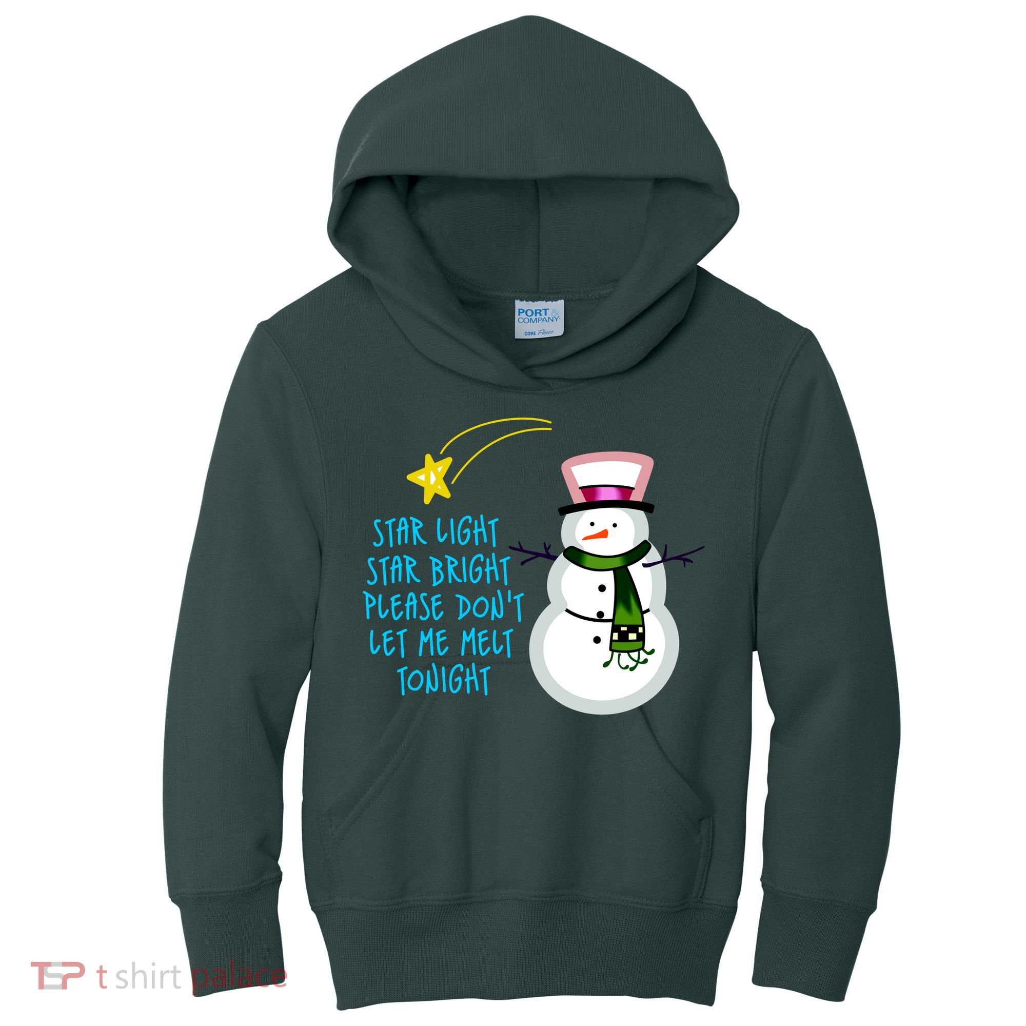 Star Light Star Bright Please Don't Let Me Melt Tonight Snowman Kids Hoodie