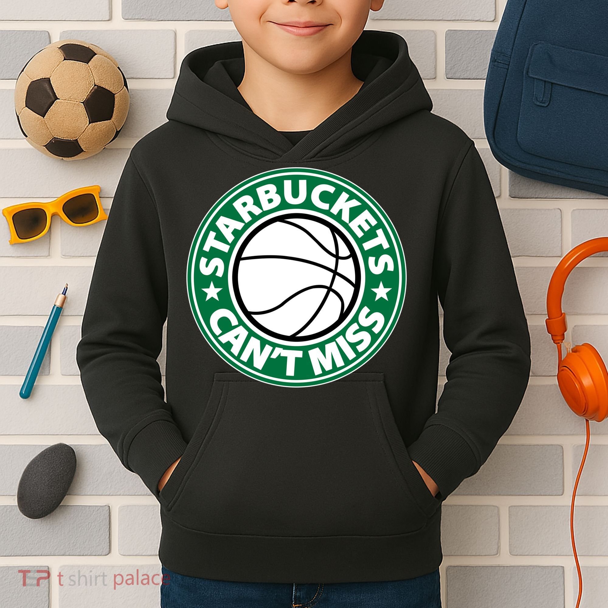 Starbuckets Can't Miss Basketball Kids Hoodie