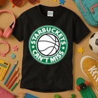 Starbuckets Can't Miss Basketball Kids T-Shirt thumb 3