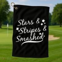 Stars Stripes And Smashed Golf Towel thumb 1