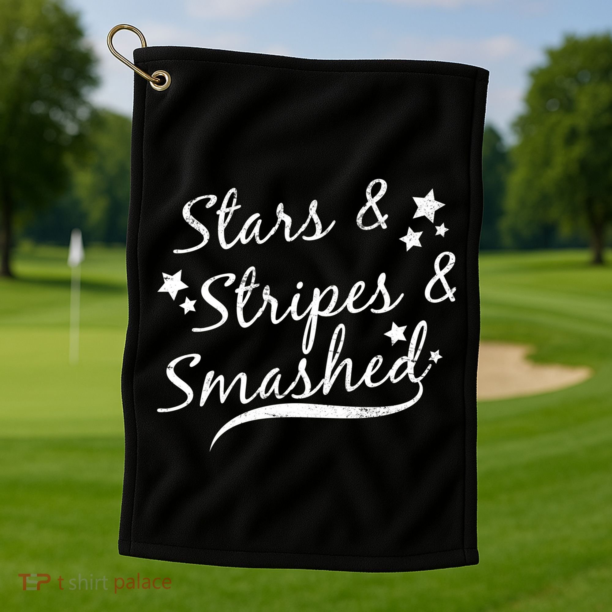 Stars Stripes And Smashed Golf Towel