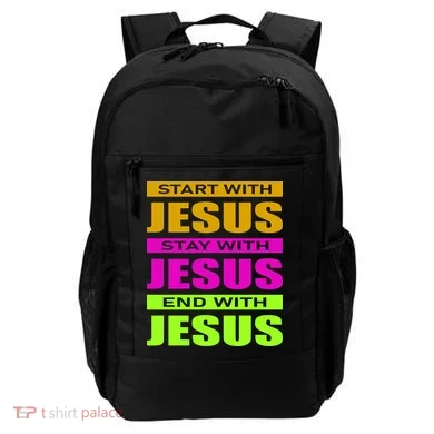 Start Stay End With Jesus Backpack