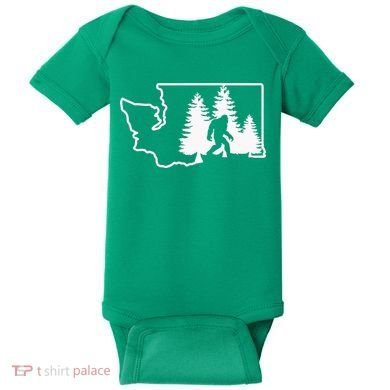 State Of Washington Big Foot Baby Bodysuit