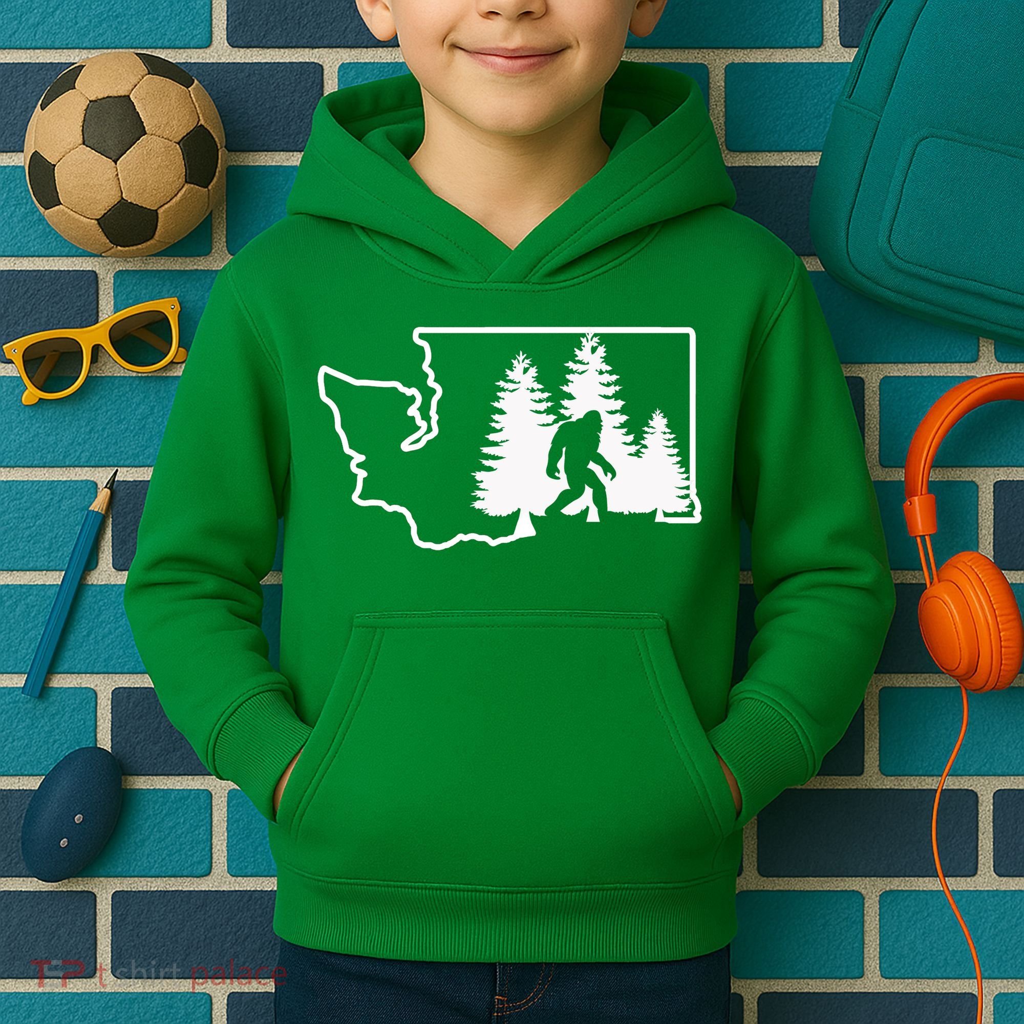 State Of Washington Big Foot Kids Hoodie