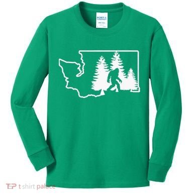 State Of Washington Big Foot Kids Long Sleeve Shirt