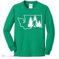 State Of Washington Big Foot Kids Long Sleeve Shirt thumb 0