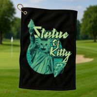 Statue Of Kitty Golf Towel thumb 1