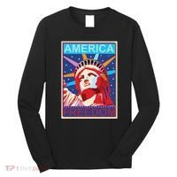 Statue of Liberty America Freedom Retro Vote Poster Long Sleeve Shirt thumb 0