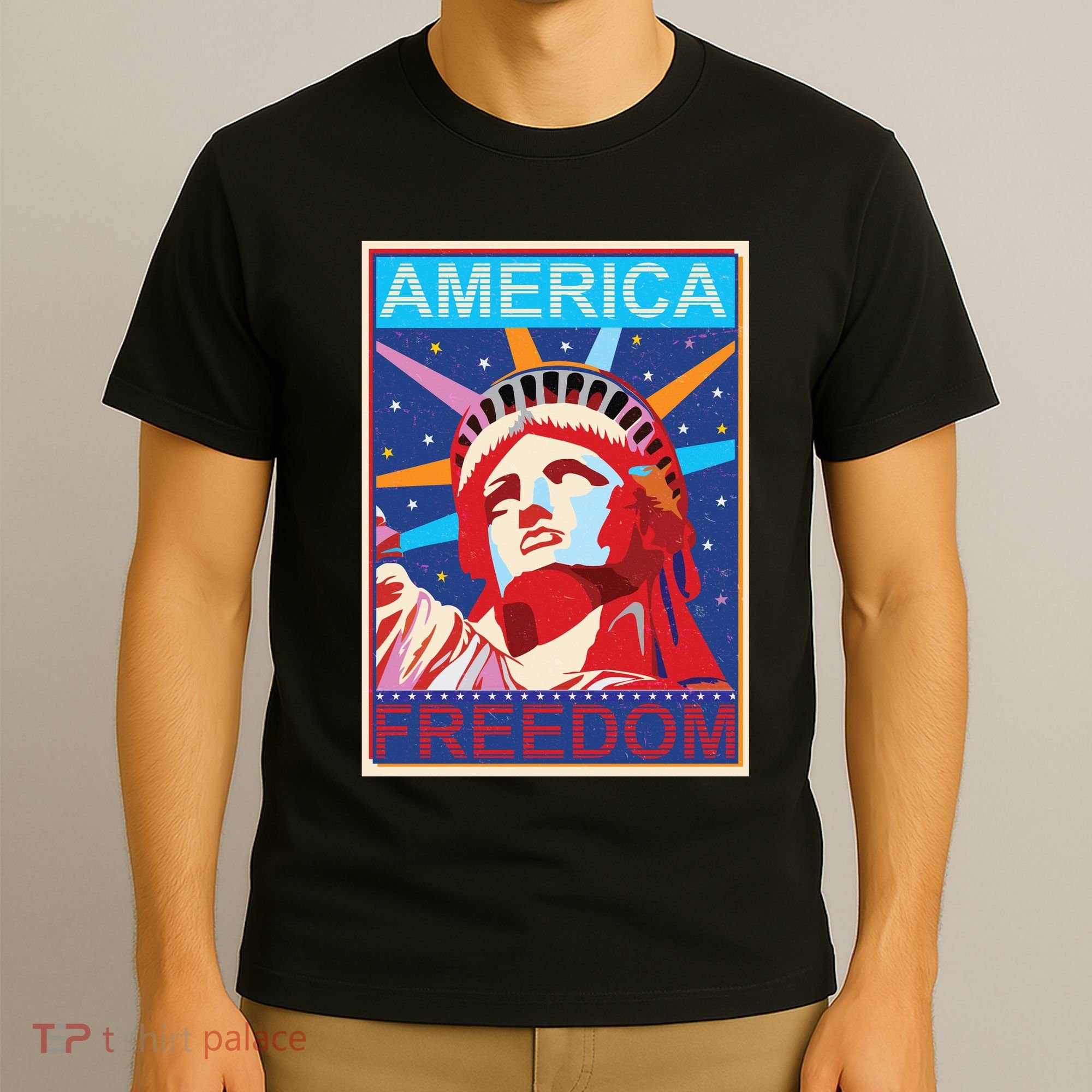 Statue of Liberty America Freedom Retro Vote Poster T-Shirt