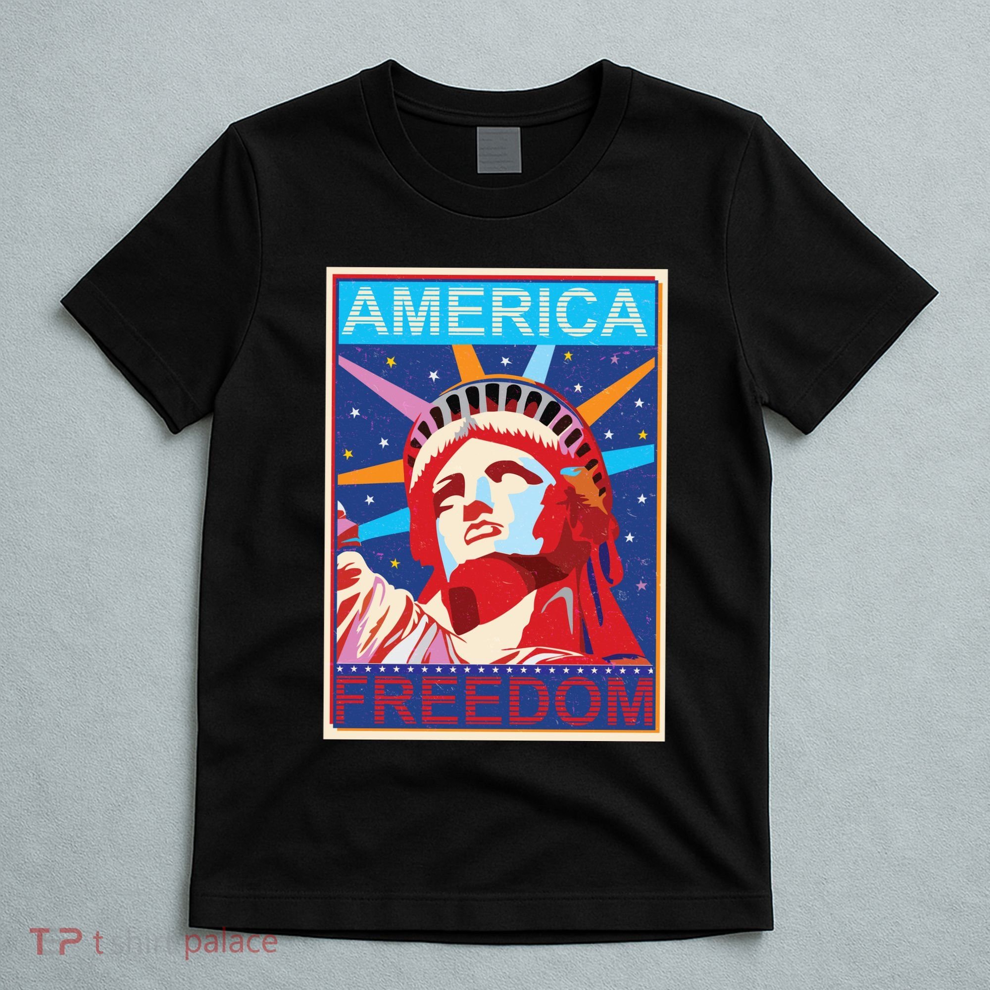 Statue of Liberty America Freedom Retro Vote Poster T-Shirt