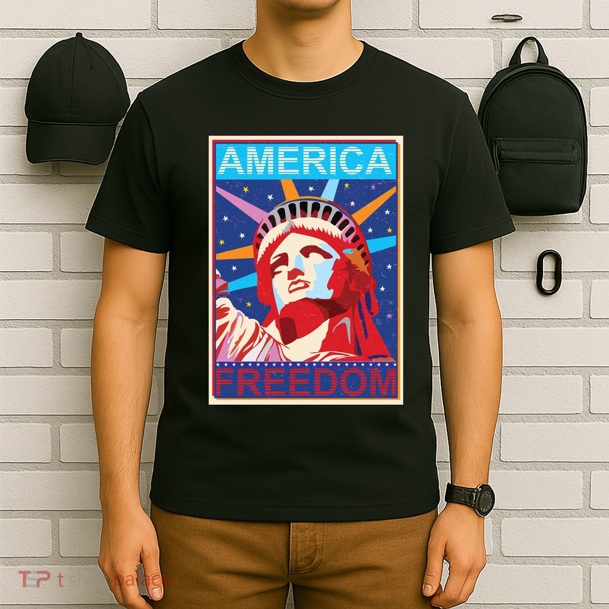 Statue of Liberty America Freedom Retro Vote Poster T-Shirt