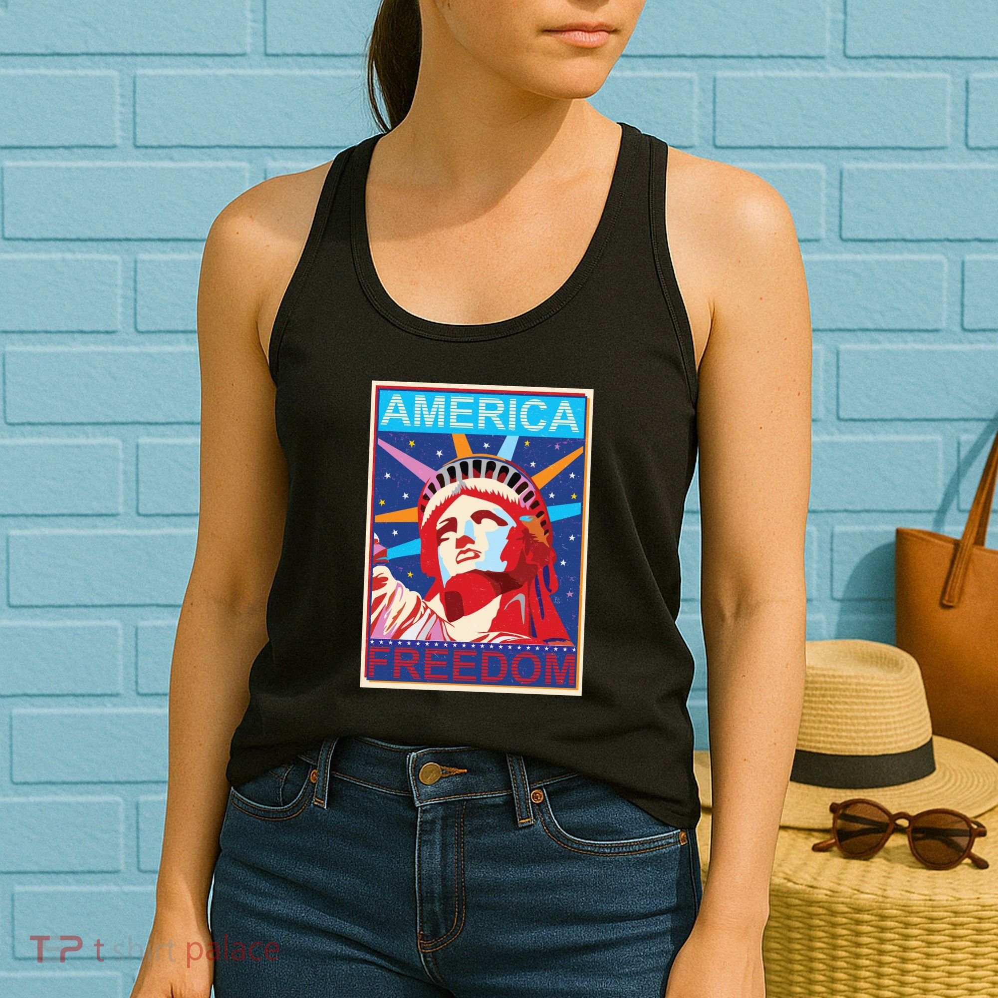 Statue of Liberty America Freedom Retro Vote Poster Women's Tank Top