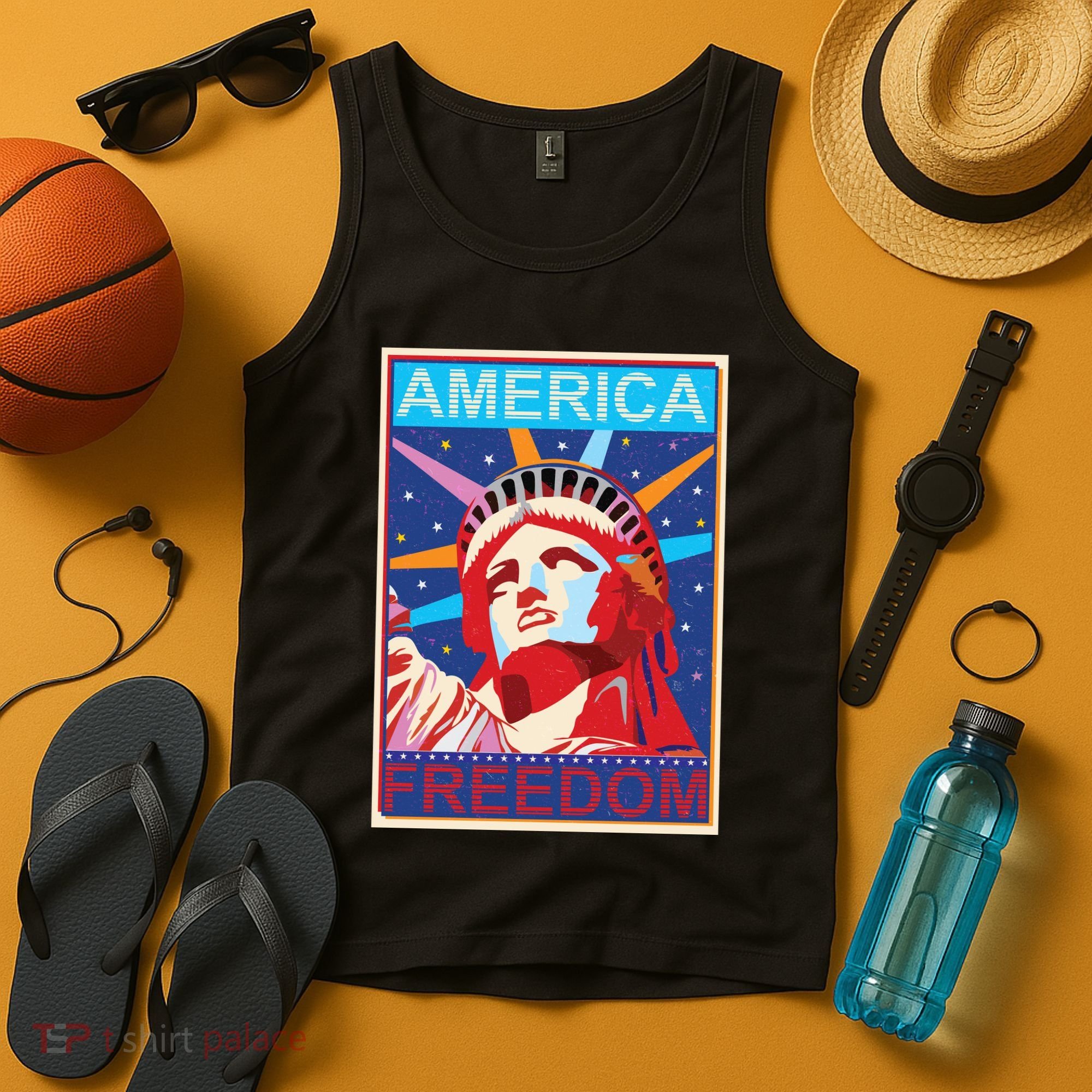 Statue of Liberty America Freedom Retro Vote Poster Tank Top