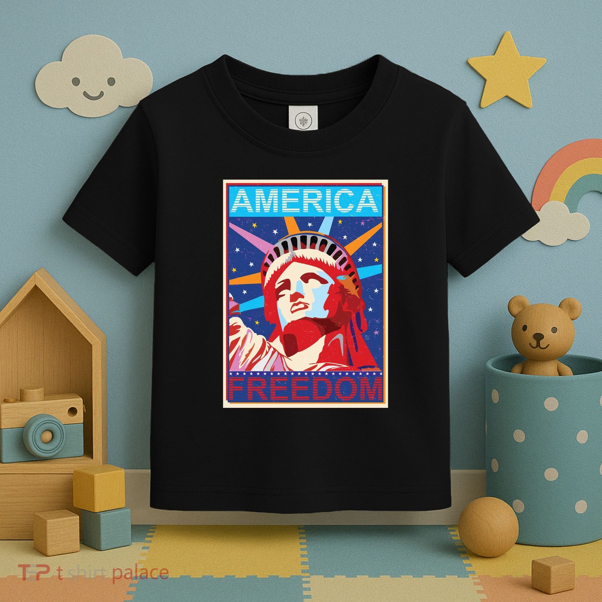 Statue of Liberty America Freedom Retro Vote Poster Toddler T-Shirt