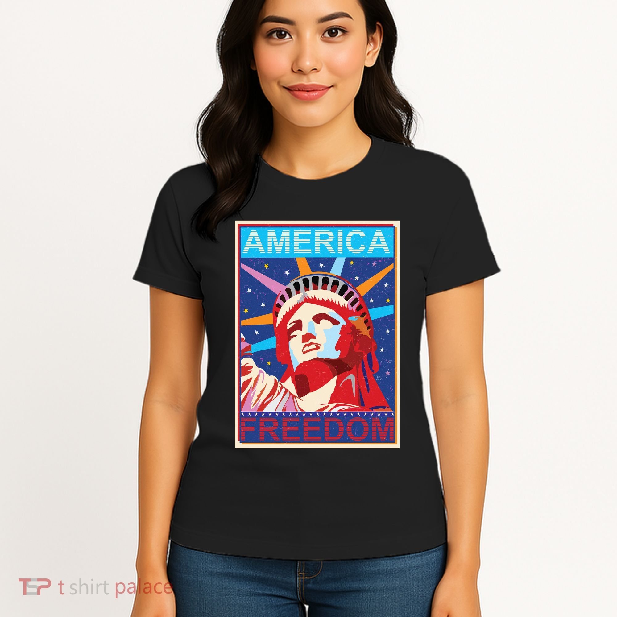 Statue of Liberty America Freedom Retro Vote Poster Women's T-Shirt