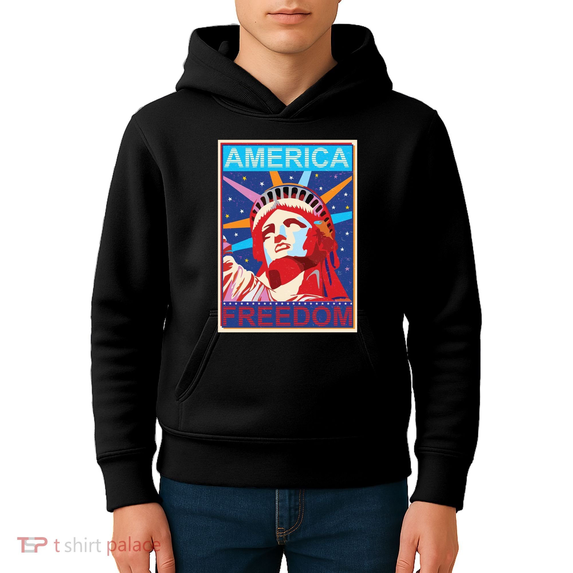 Statue of Liberty America Freedom Retro Vote Poster Kids Hoodie