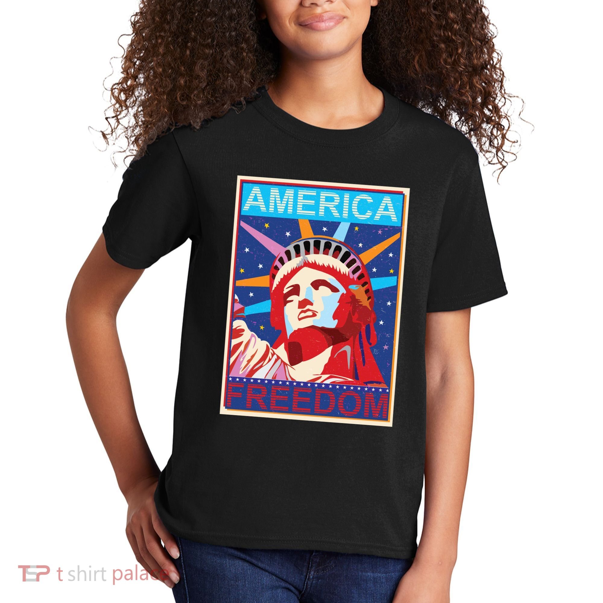 Statue of Liberty America Freedom Retro Vote Poster Kids T-Shirt