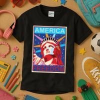 Statue of Liberty America Freedom Retro Vote Poster Kids T-Shirt thumb 3