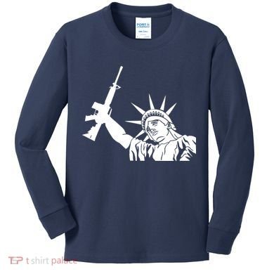 Statue of Liberty AR-15 Gun Rights Kids Long Sleeve Shirt