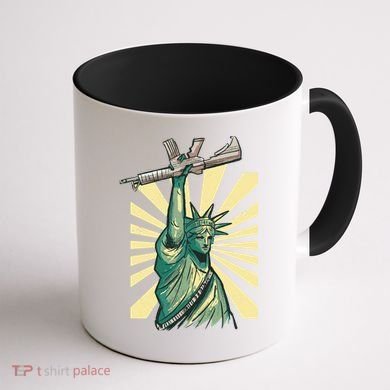 Statue Of Liberty Holding Gun Coffee Mug back