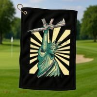 Statue Of Liberty Holding Gun Golf Towel thumb 1