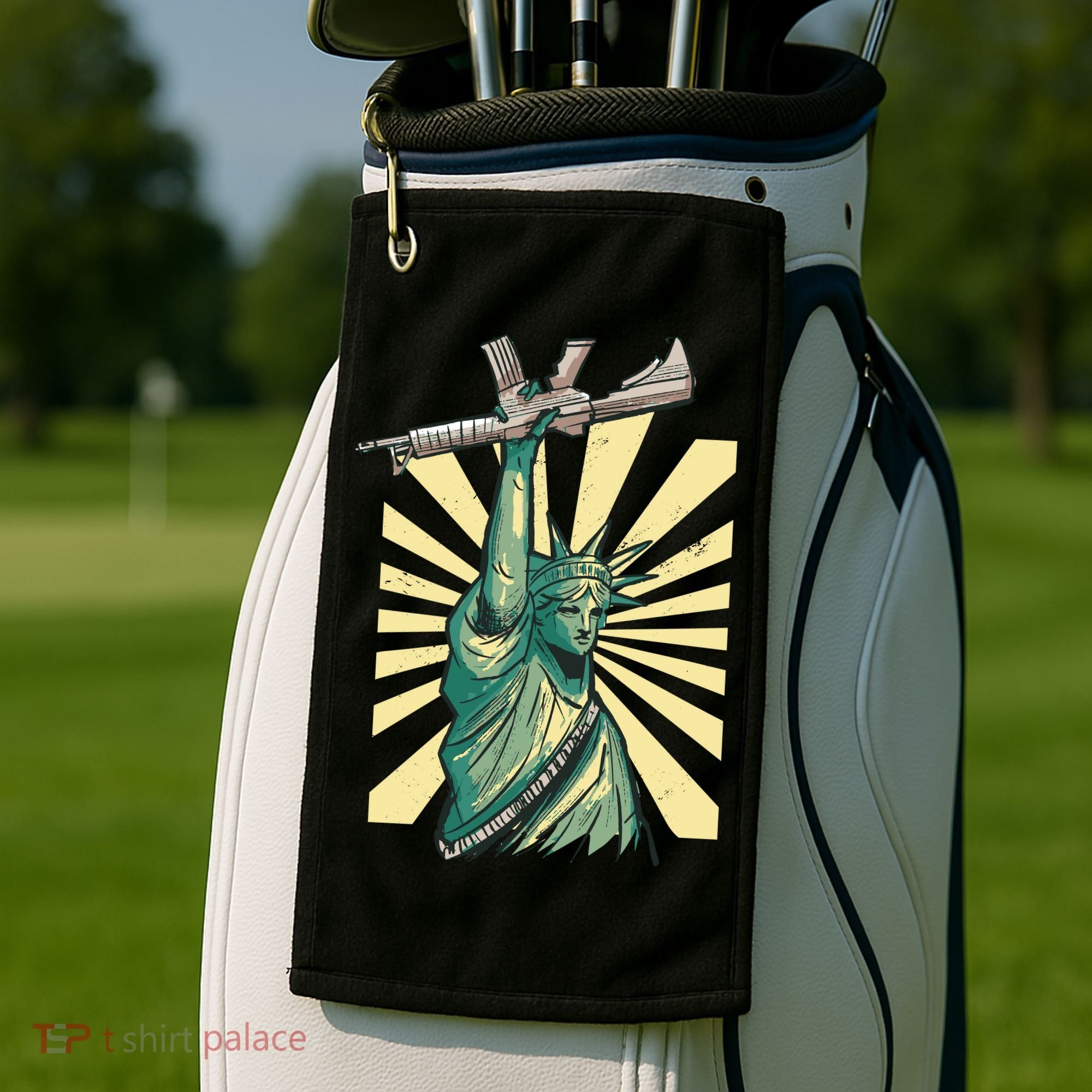 Statue Of Liberty Holding Gun Golf Towel