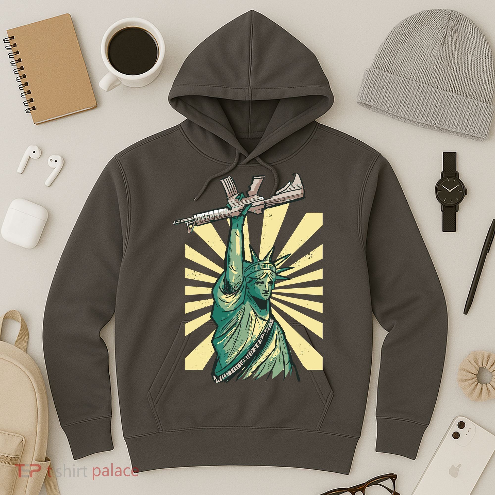 Statue Of Liberty Holding Gun Hoodie