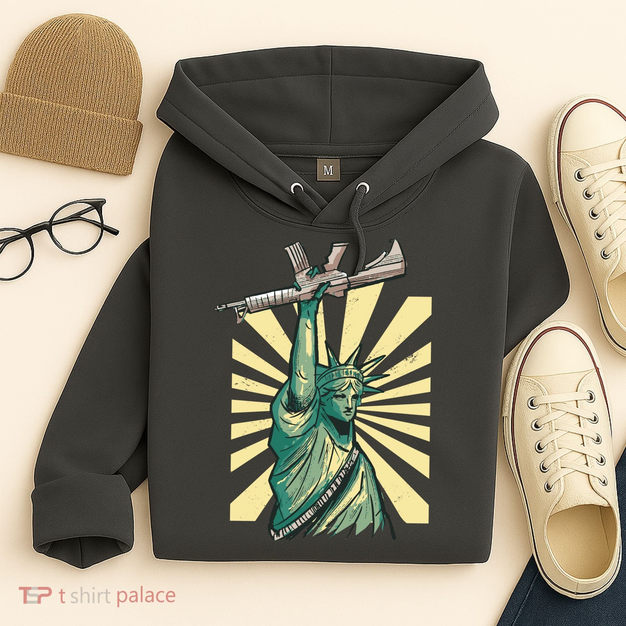 Statue Of Liberty Holding Gun Hoodie