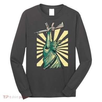 Statue Of Liberty Holding Gun Long Sleeve Shirt