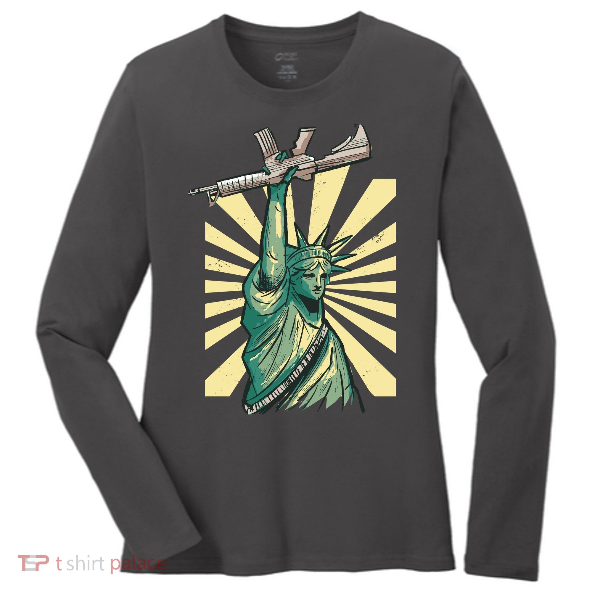 Statue Of Liberty Holding Gun Women's Long Sleeve Shirt