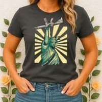 Statue Of Liberty Holding Gun Women's T-Shirt thumb 2