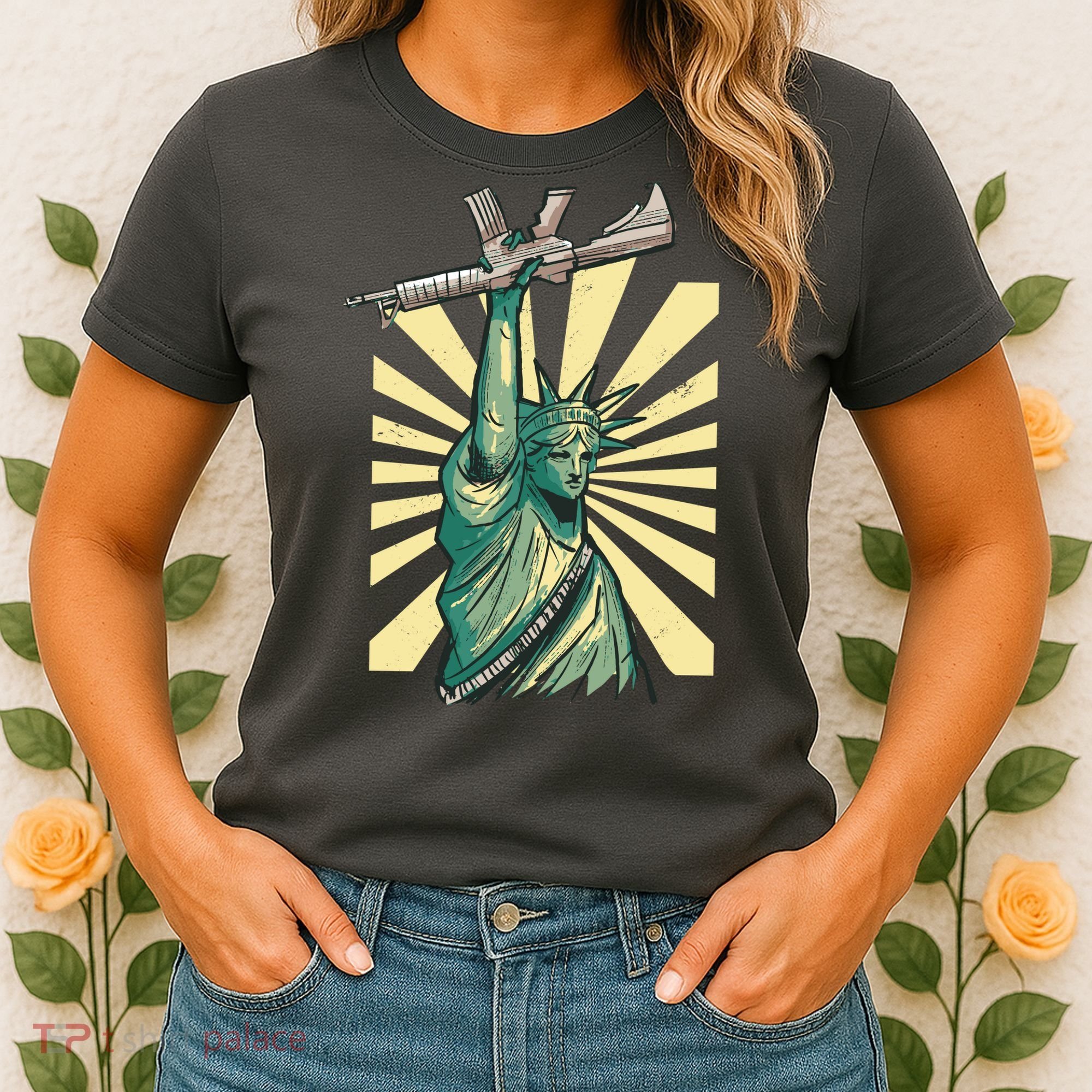 Statue Of Liberty Holding Gun Women's T-Shirt