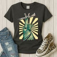 Statue Of Liberty Holding Gun Women's T-Shirt thumb 3