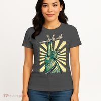 Statue Of Liberty Holding Gun Women's T-Shirt thumb 4