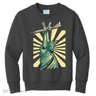 Statue Of Liberty Holding Gun Kids Sweatshirt
