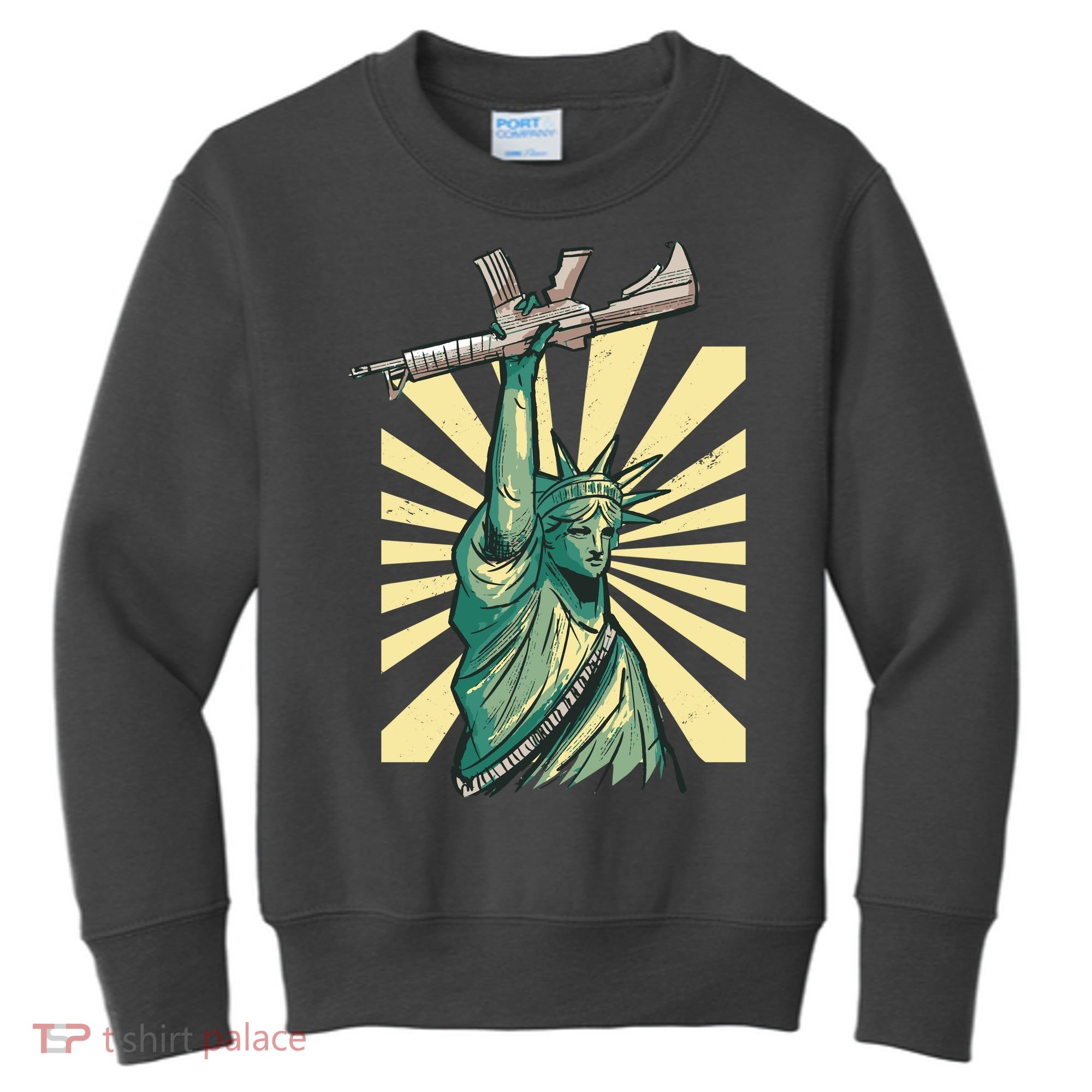Statue Of Liberty Holding Gun Kids Sweatshirt