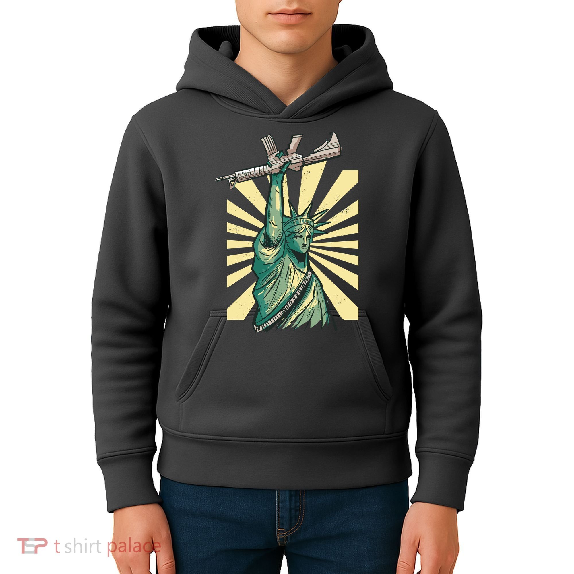 Statue Of Liberty Holding Gun Kids Hoodie