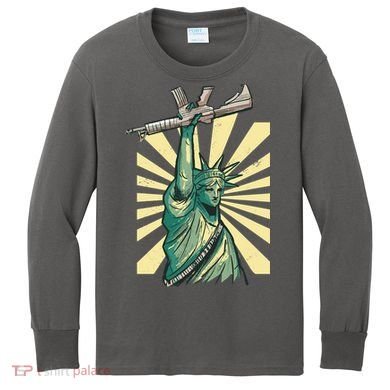 Statue Of Liberty Holding Gun Kids Long Sleeve Shirt