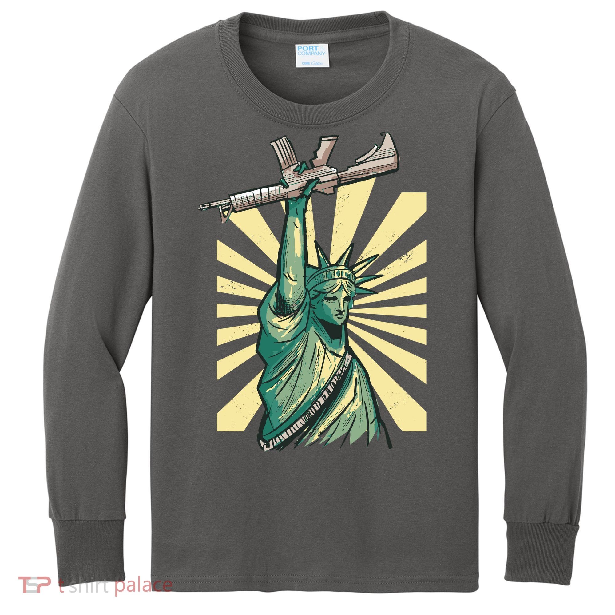 Statue Of Liberty Holding Gun Kids Long Sleeve Shirt