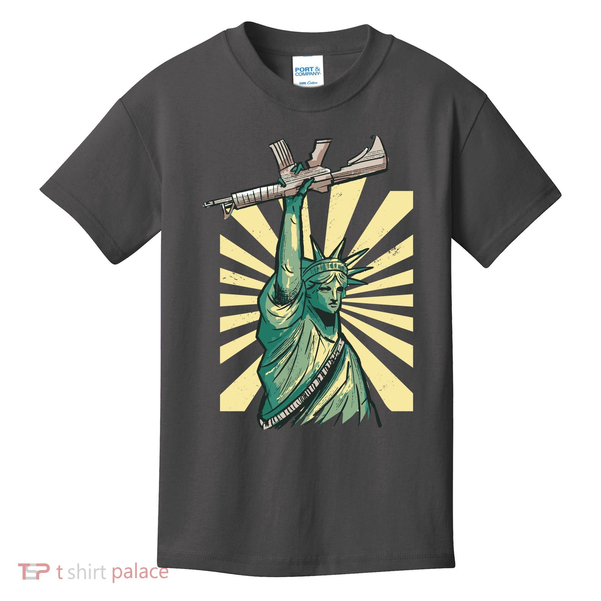 Statue Of Liberty Holding Gun Kids T-Shirt