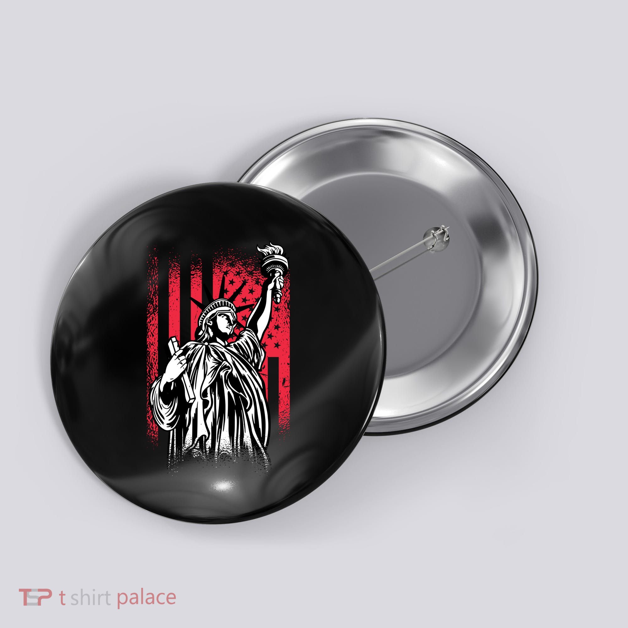 Statue Of Liberty Red USA Button