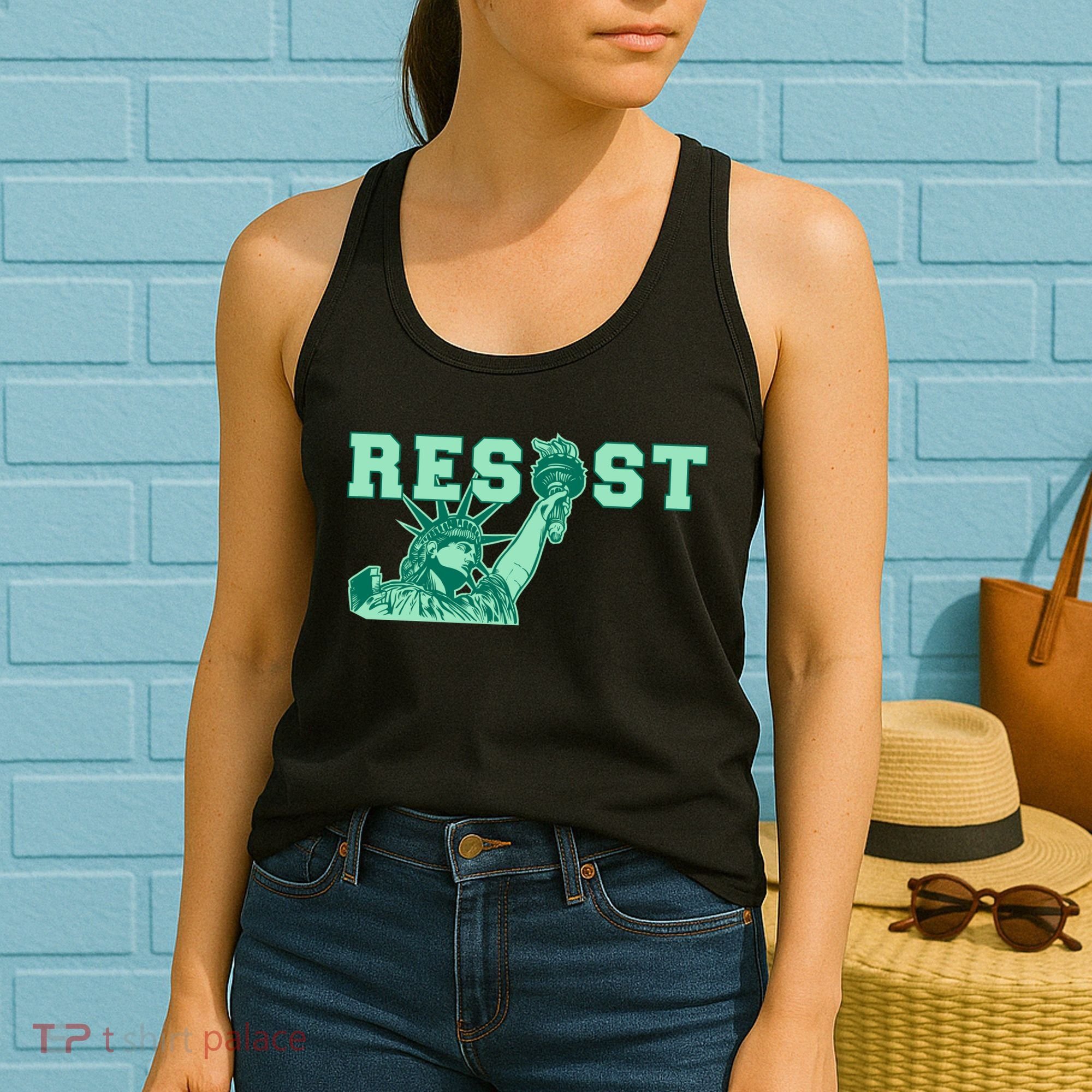 Statue of Liberty Resist Graphic Resistance Anti Trump Women's Tank Top