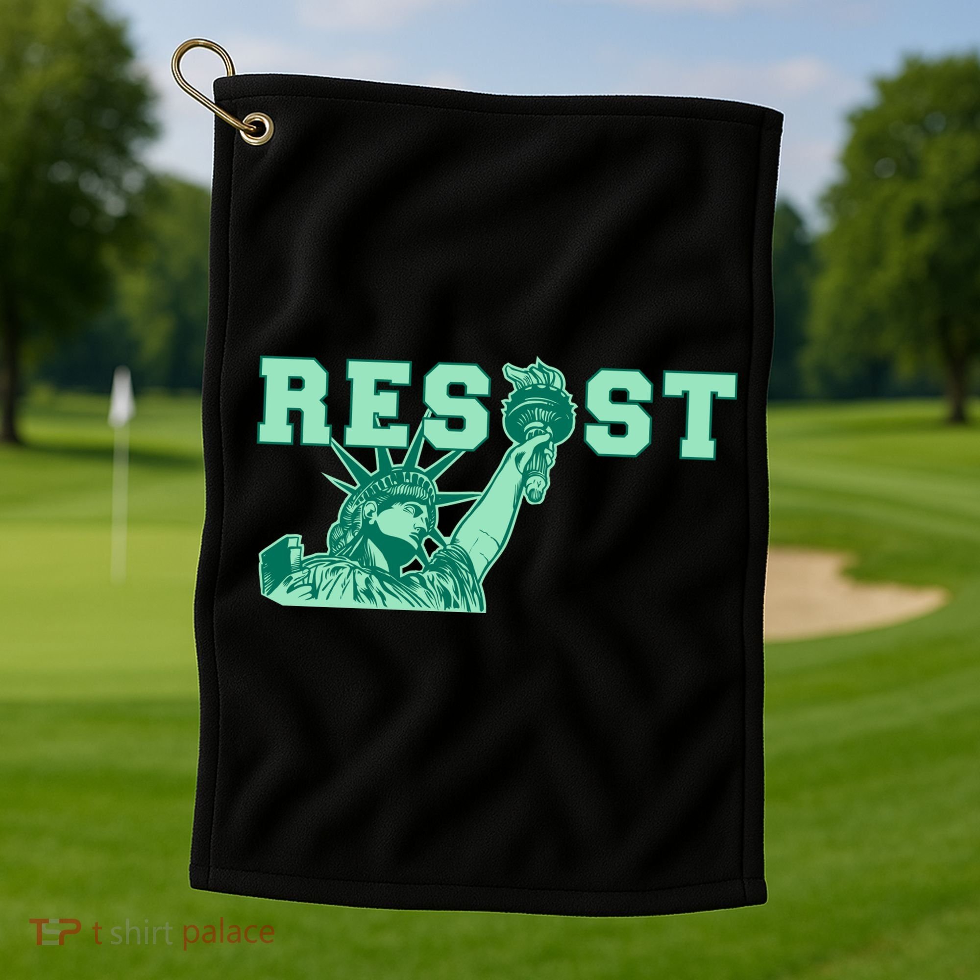 Statue of Liberty Resist Graphic Resistance Anti Trump Golf Towel