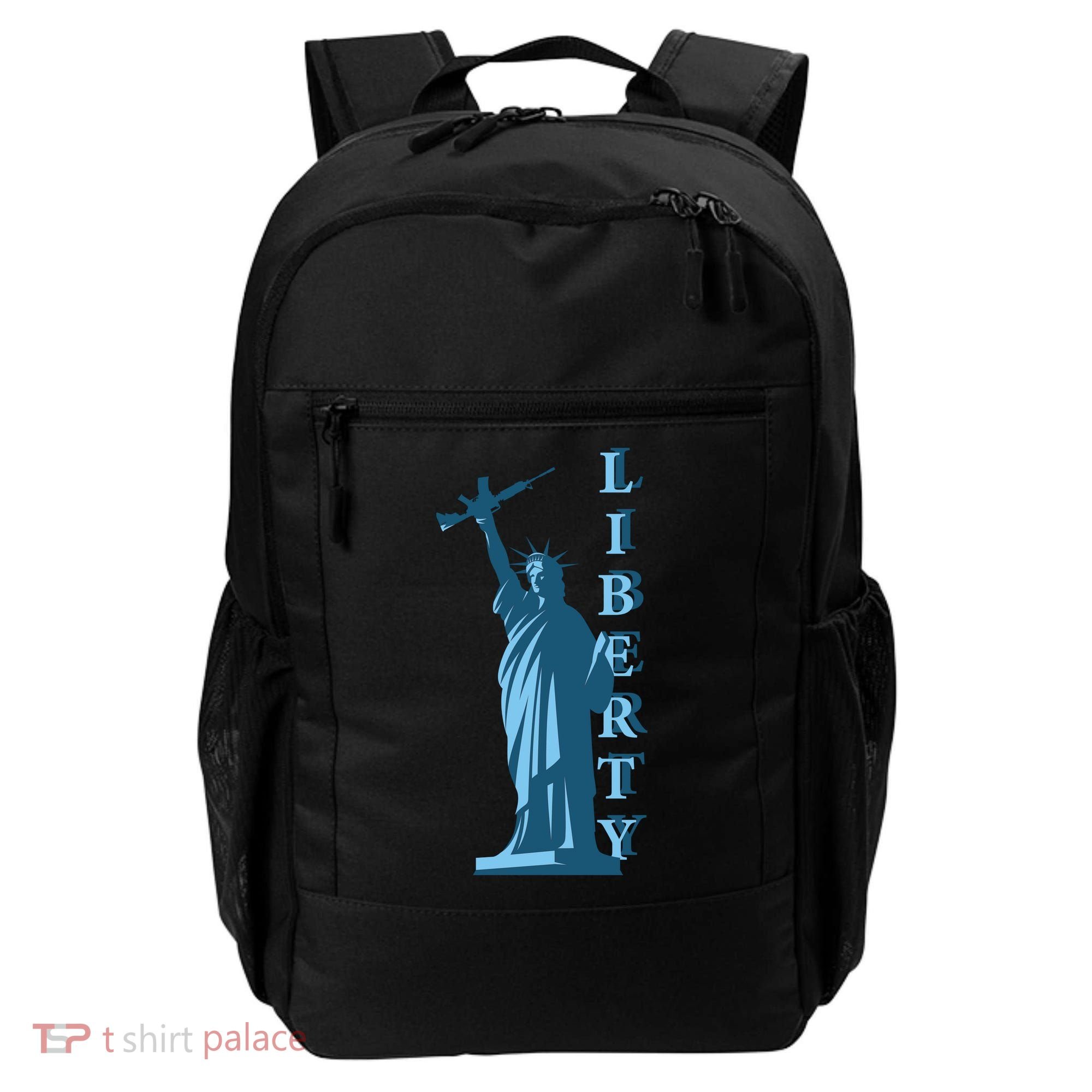 Stature Of Liberty Holding AR-15 Assault Rifle Backpack