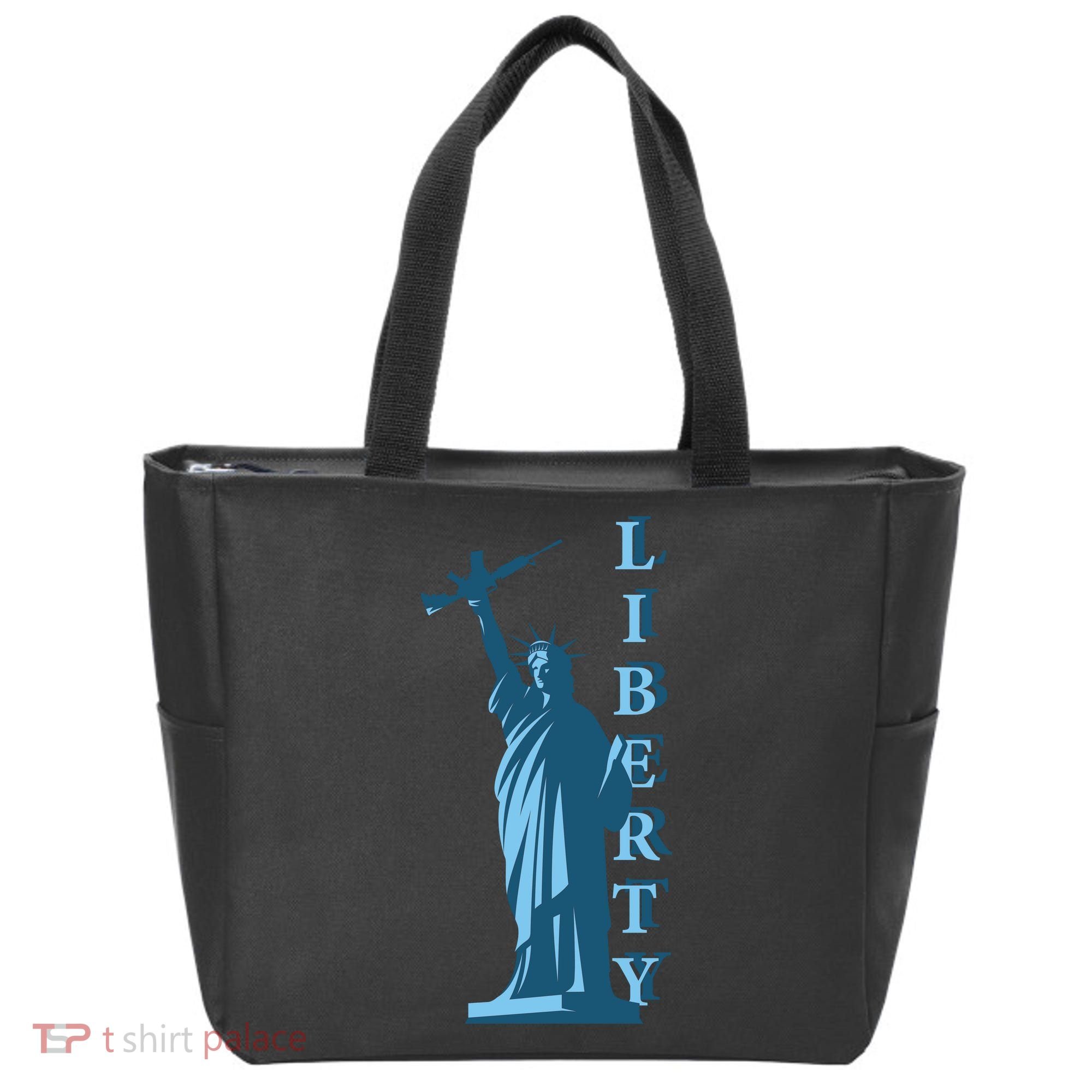 Stature Of Liberty Holding AR-15 Assault Rifle Tote Bag