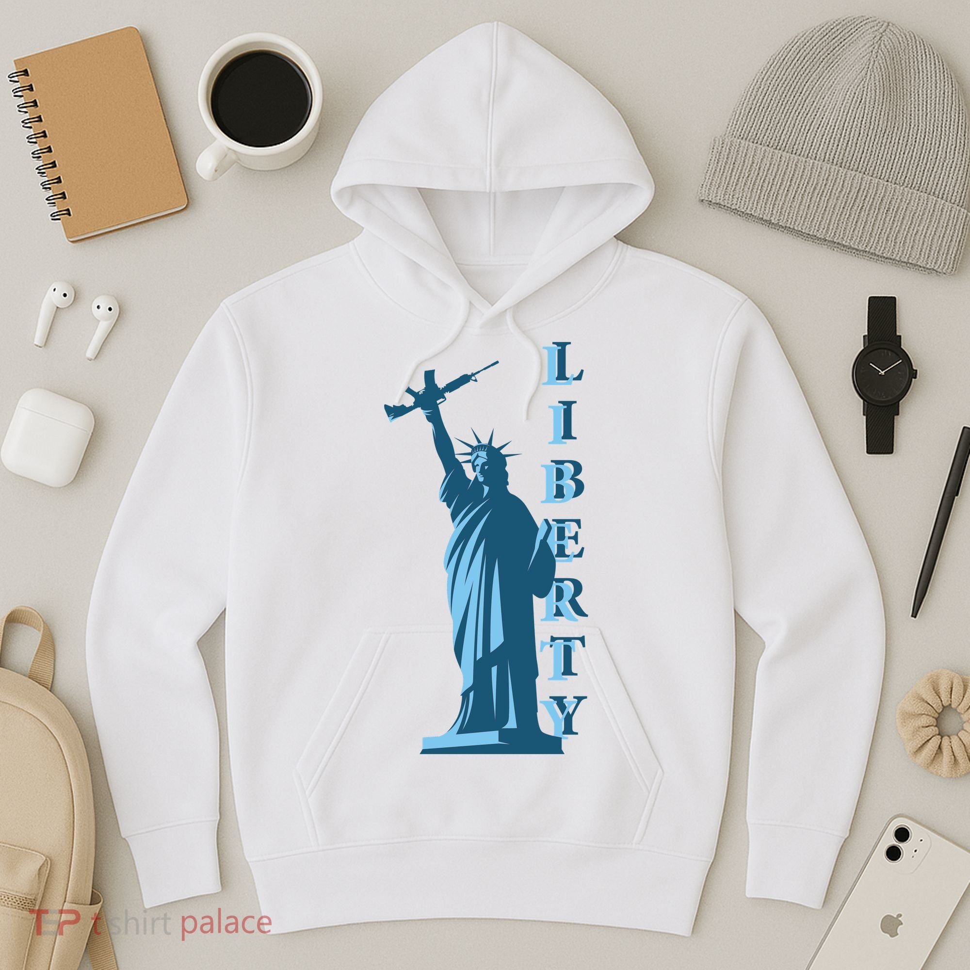 Stature Of Liberty Holding AR-15 Assault Rifle Hoodie
